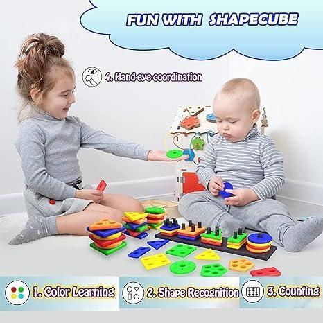 Geometric Stacker Shape Sorter Blocks